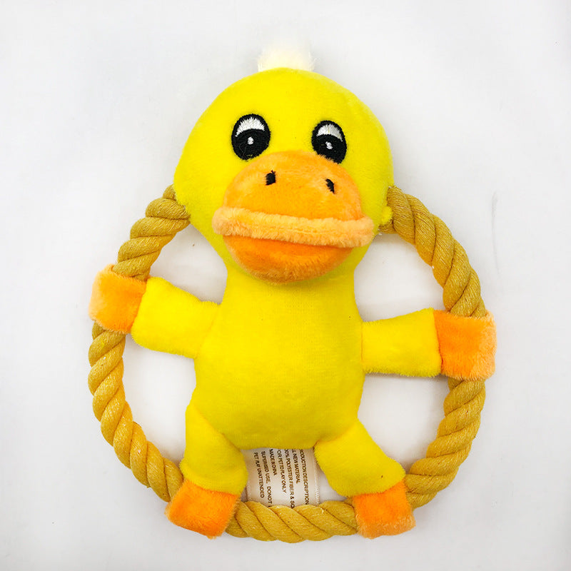 Plush Dog Toy with Cotton Rope Squeaky Pig Duck Bear 6