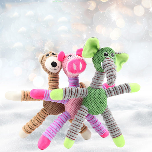 Squeaky Plush Dog Toy Elephant Bear Pig Soft Corn Velvet