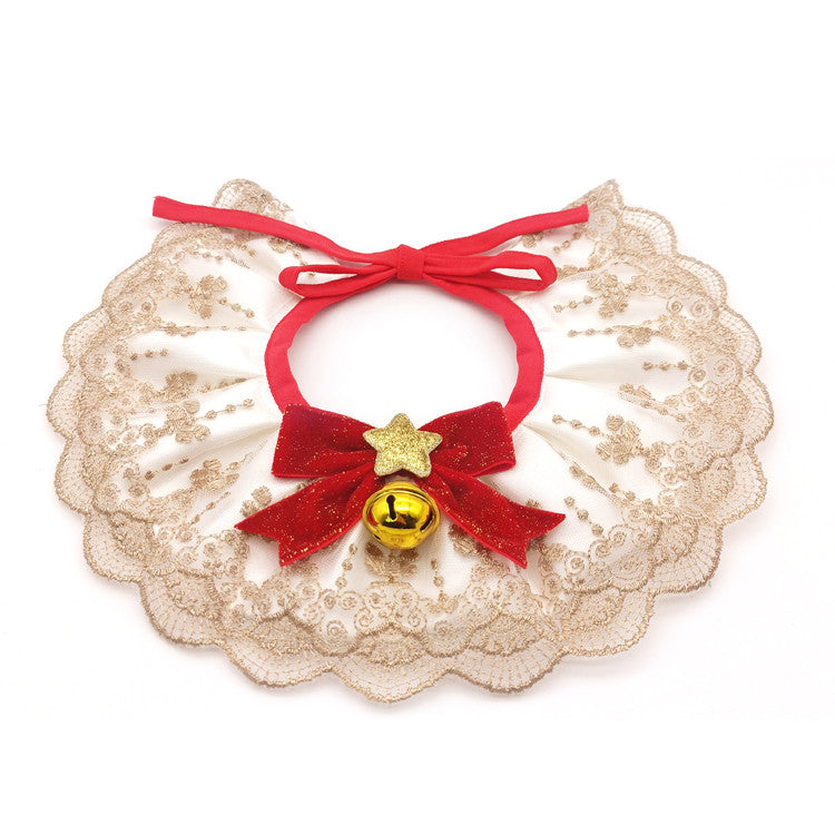 Nylon Cat Collar Christmas Bandana with Bow and Bell 5
