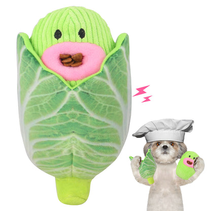 Squeaky Plush Dog Toy Vegetable Shape Food Leakage Interactive