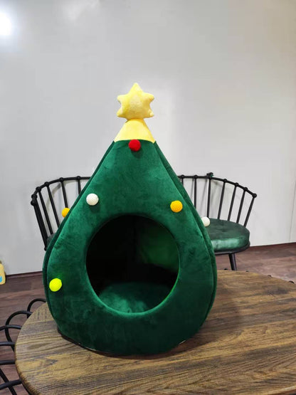 Cloth Dog Bed Christmas Tree Shape Soft Cozy Small Medium Large 2