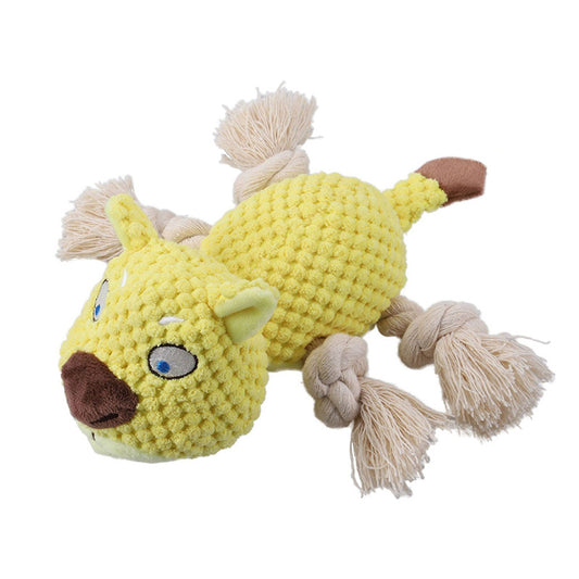 Soft Plush Dog Toy Cute Animal Shape with Rope Knots