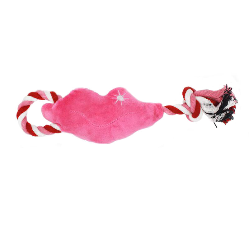 Plush Dog Rope Toy Lip Shape Cotton String 30x7cm 5