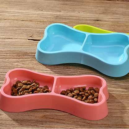 Plastic Dog Bowl Double Food and Water Feeder Bone Shape 3