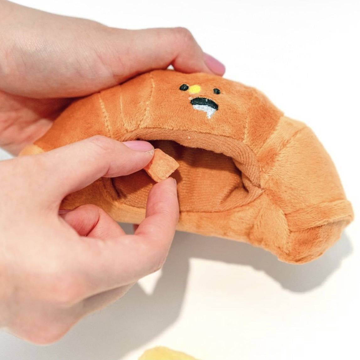 Croissant Plush Dog Toy Soft Squeaky Pet Chew Toy 3