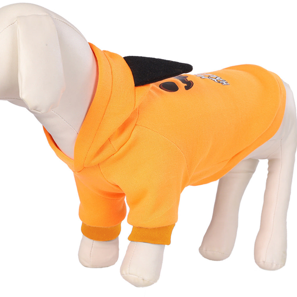 Flannel Dog Hoodie Halloween Pumpkin Design Small Medium Large 3