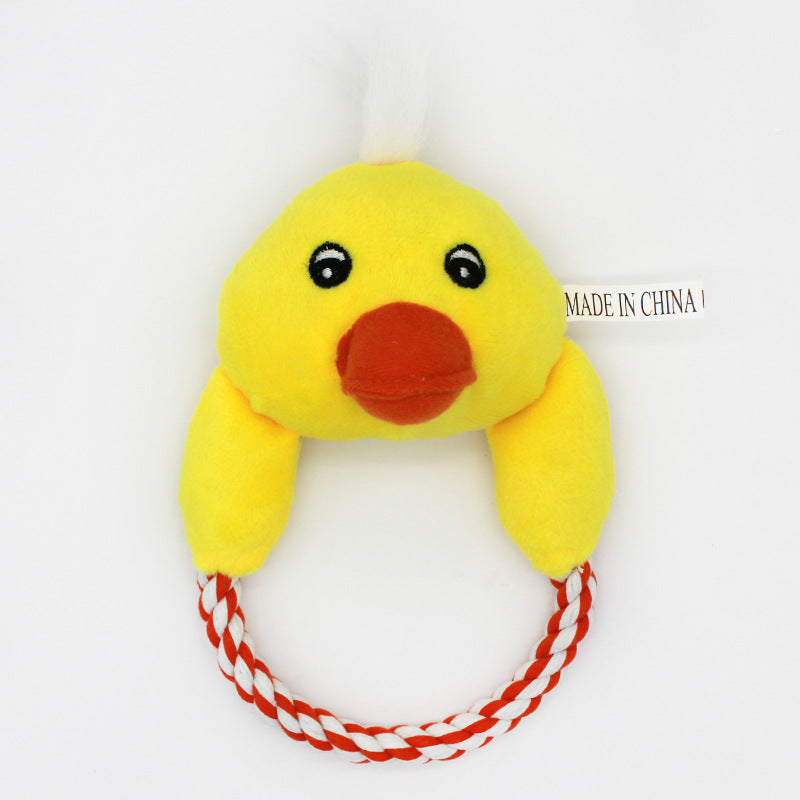 Cartoon Animal Head Plush Dog Toy Soft Rope Handle 7