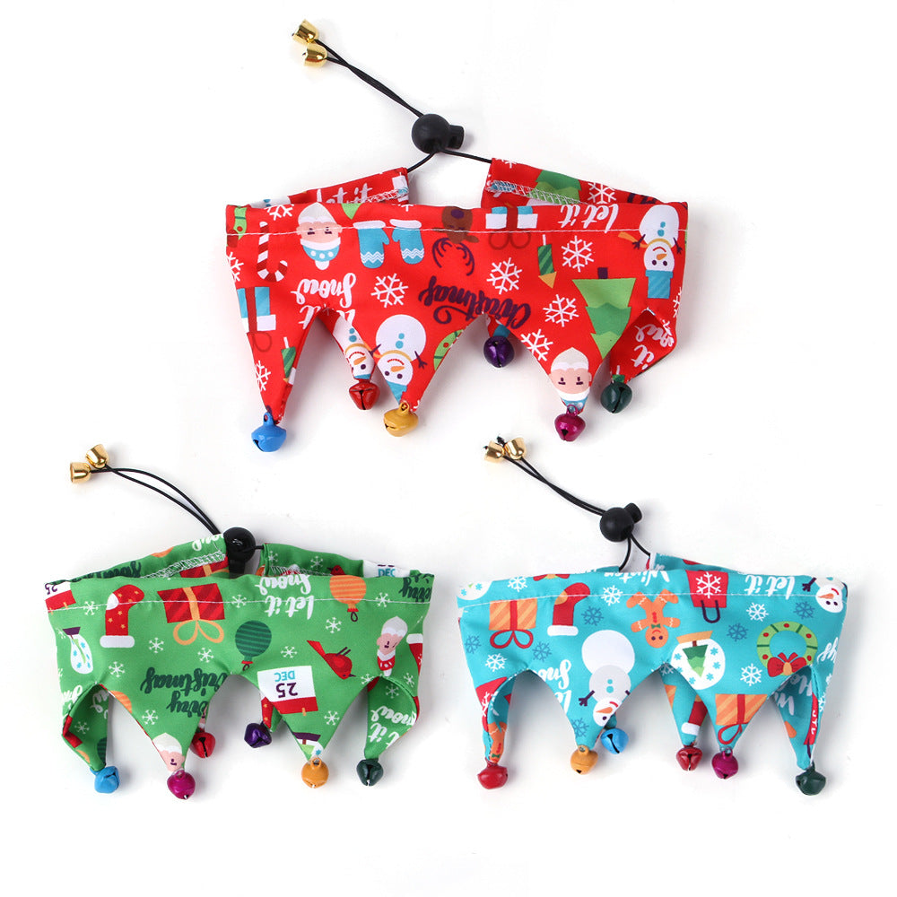 Cloth Dog Bandana Christmas Scarf with Bells Festive Accessory 2