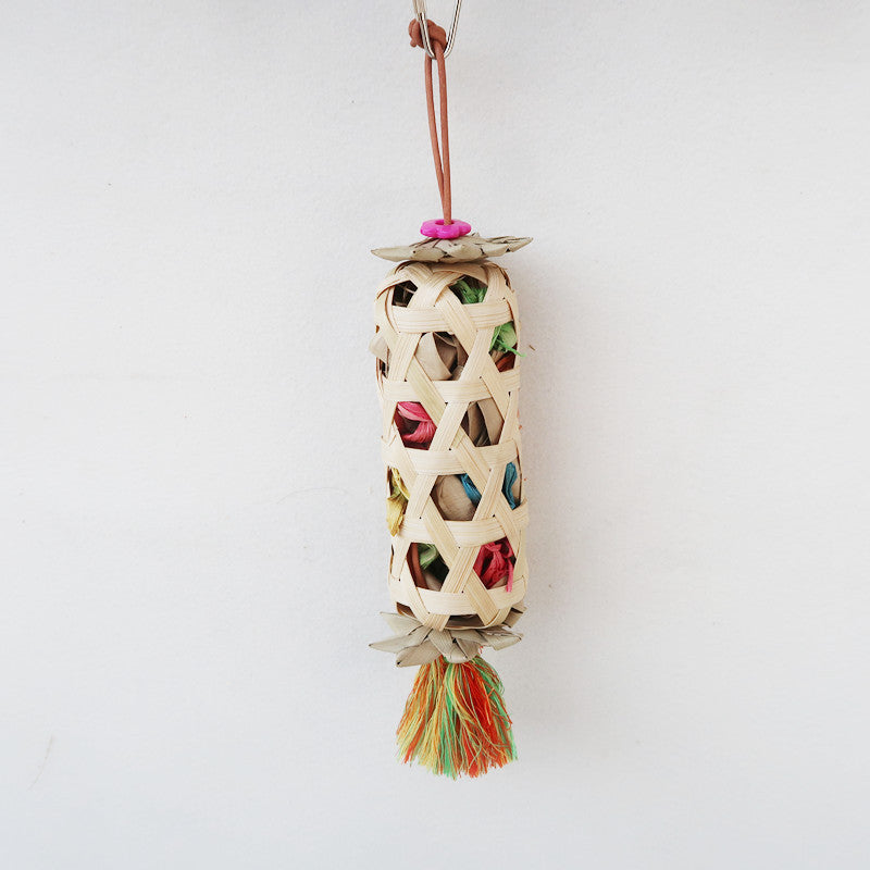 Bamboo Palm Leaf Parrot Chew Toy Hanging Cage Accessory 5