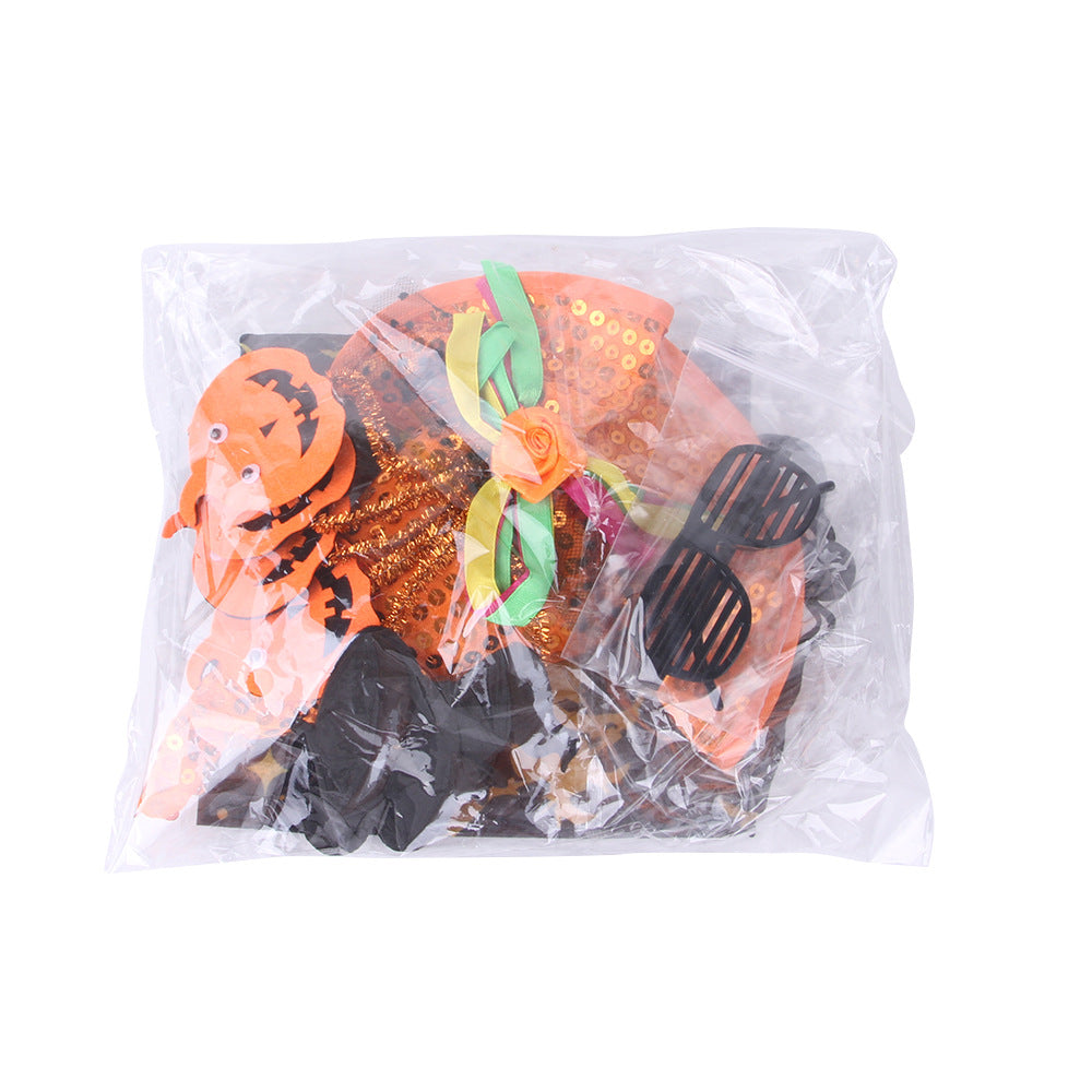 Polyester Dog Halloween Costume Set Witch Hat Bandana Glasses 3 Pack 5