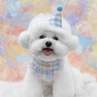Cotton Polyester Dog Birthday Bib and Hat Set 2 Pack 7