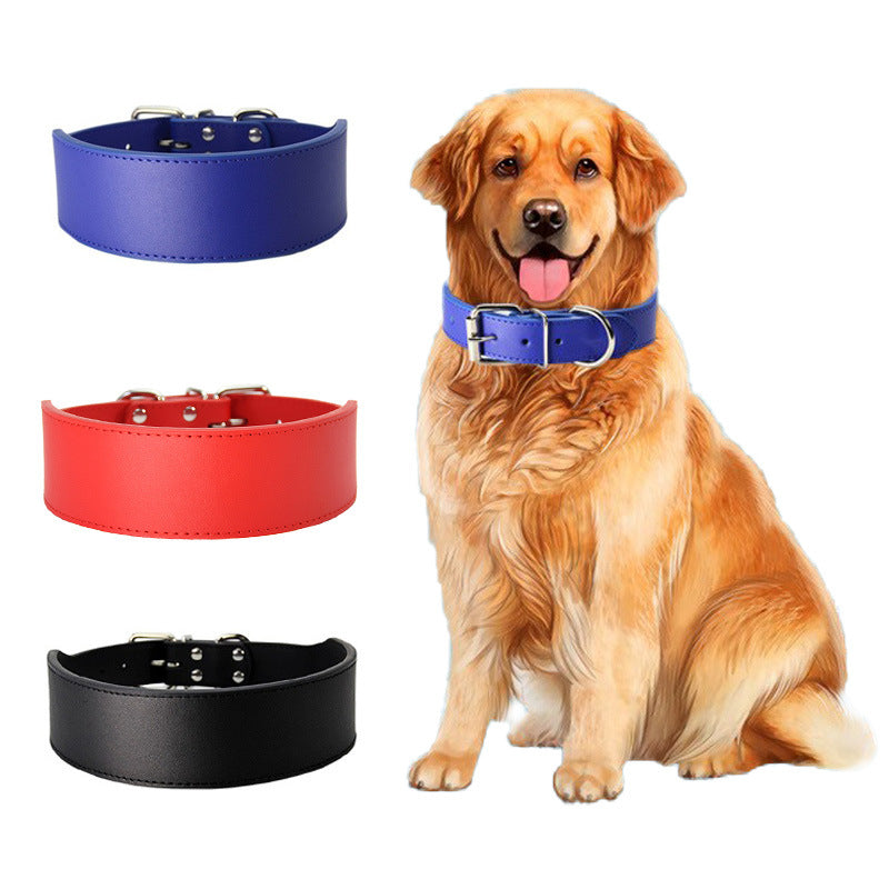 Leather Dog Collar Wide Adjustable Heavy Duty L XL XXL