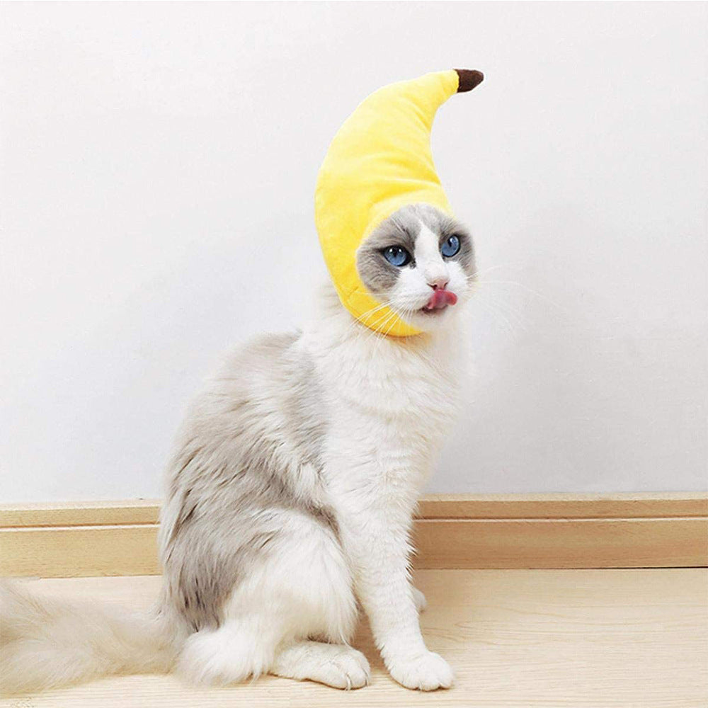 Plush Cat Headgear Banana Shape Soft Cotton Material