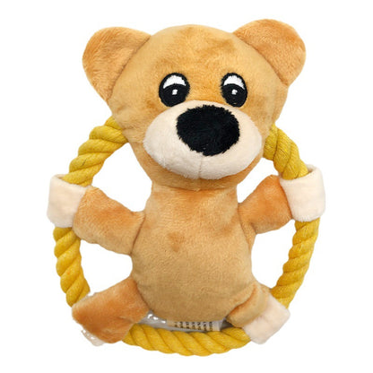 Plush Dog Toy with Cotton Rope Squeaky Pig Duck Bear 4