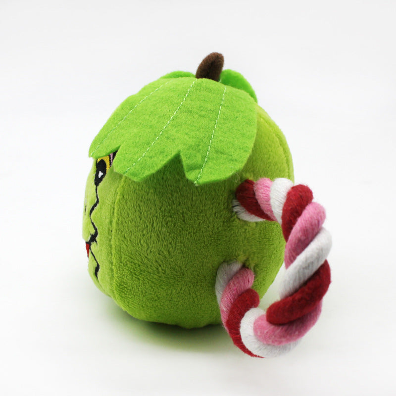 Plush Dog Toy Fruit Shape with Cotton Filling and Rope Handle 3