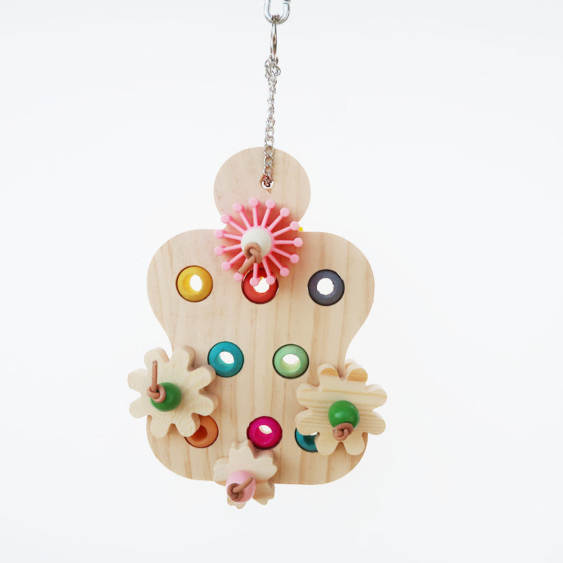 Wooden Parrot Educational Toy Hanging Cage Accessory 12x19cm 3