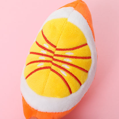 Squeaky Plush Dog Toy Orange Soft Durable 13.5x8cm 6