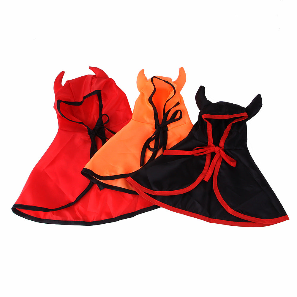 Cloth Cat Cloak Halloween Cat Costume with Horns for Cats 3
