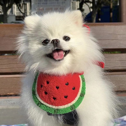 Wool Dog Bandana Watermelon Design Adjustable Size 4