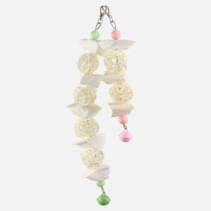 Cuttlebone and Vine Ball Parrot Chew Toy with Bells Small Medium Large