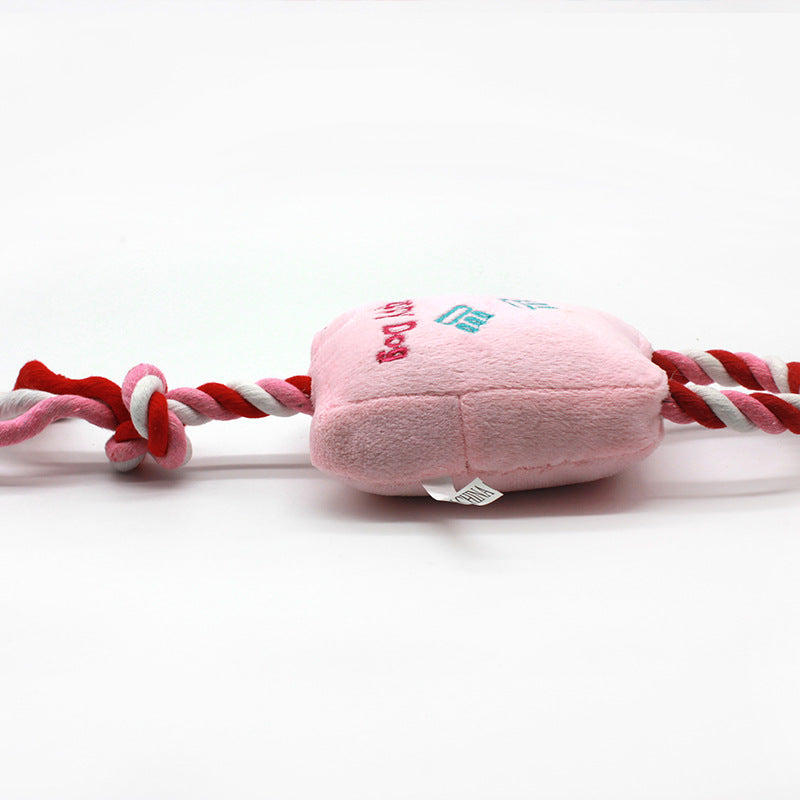 Plush Dog Toy Happy Dog Cotton String 32x12x9cm 2