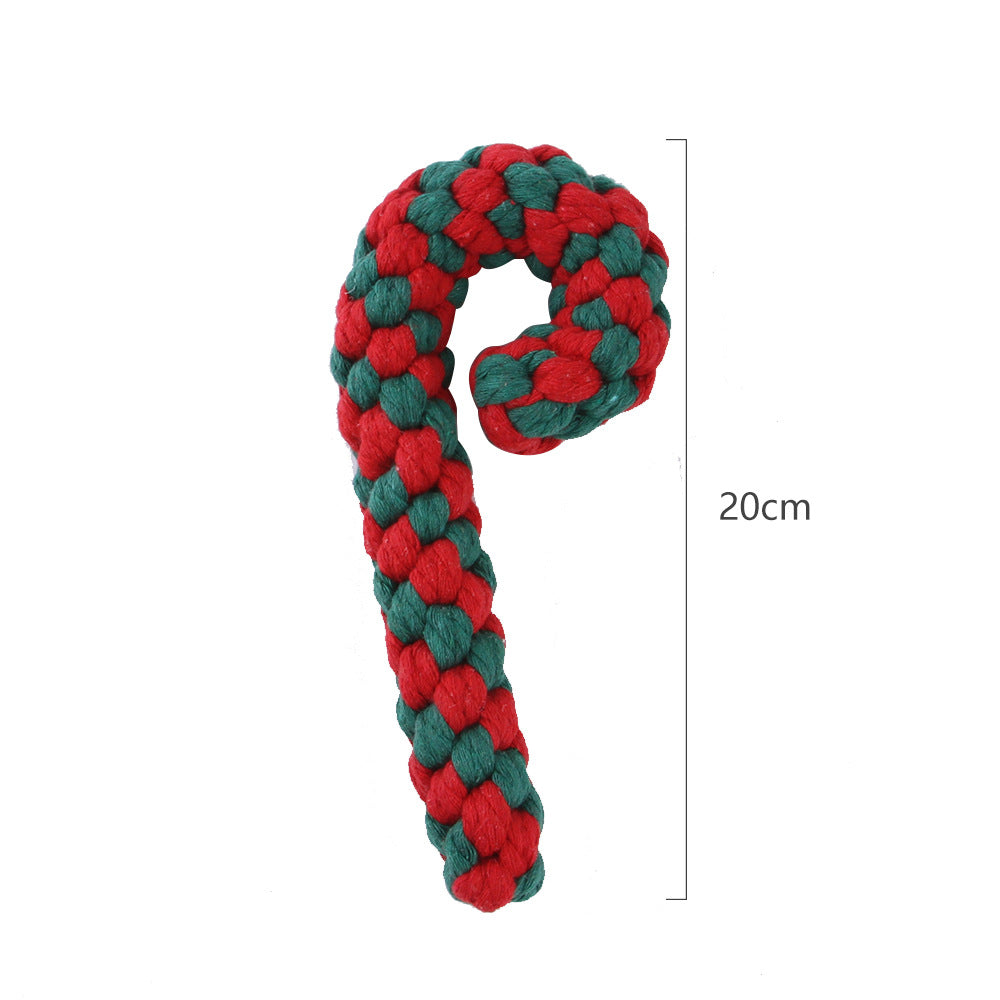 Cotton Dog Rope Toy Christmas Themed Durable Chew Toy 13