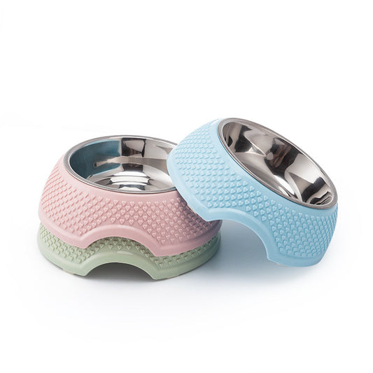 Stainless Steel Dog Bowl with PP Heart Pattern Non Slip