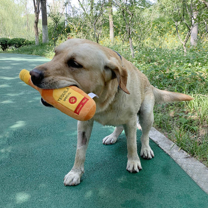 Whiskey Bottle Plush Dog Toy Soft Squeaky Chew Toy 2