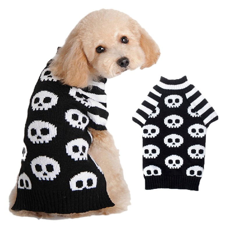 Halloween Dog Sweater Skull Knit Soft Comfortable