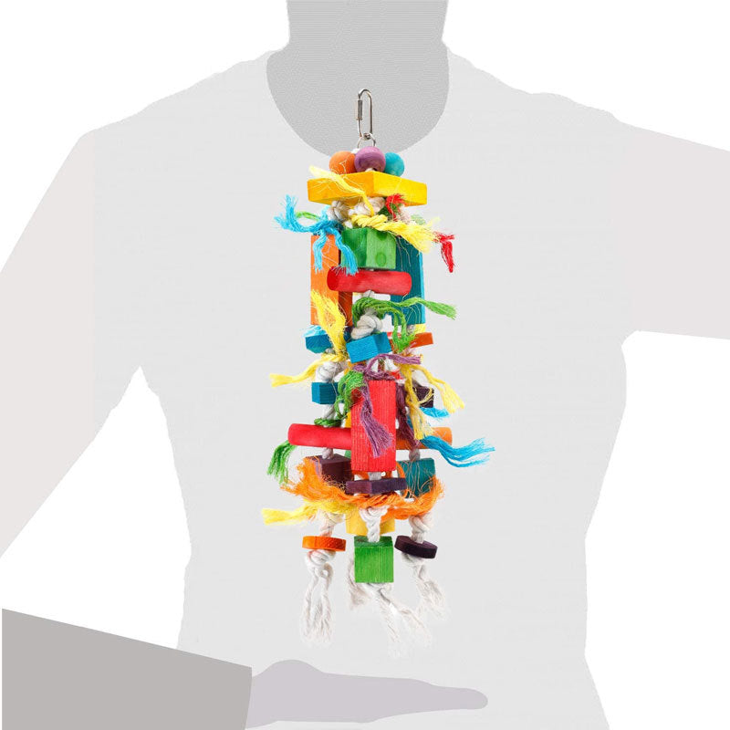 Wooden Parrot Chew Toy Hanging Bird Cage Pendant 25cm 4