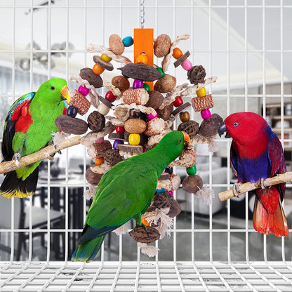 Wooden Parrot Chew Toy Fruit String Hanging Bird Cage Accessory 3
