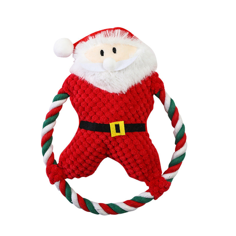 Plush Cotton String Dog Toy Christmas Holiday Design 5