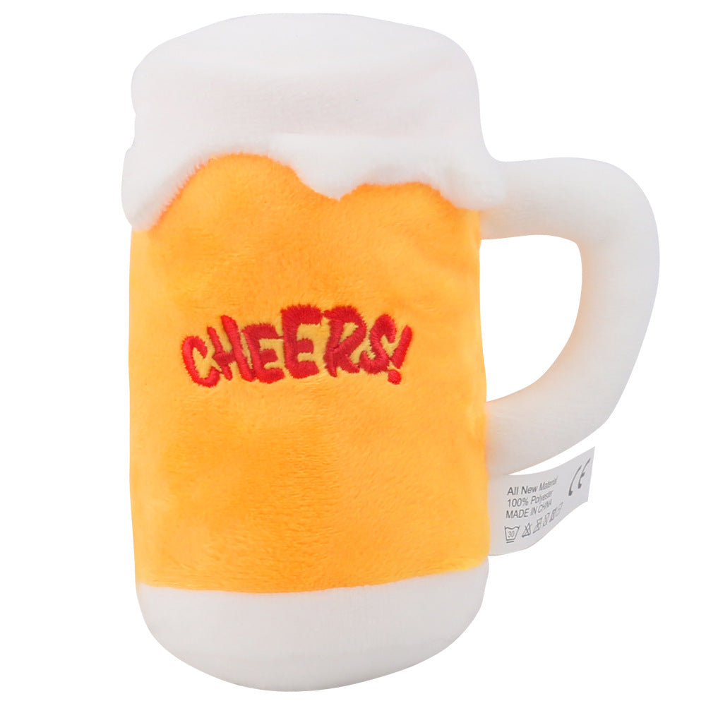 Plush Dog Toy Beer Bottle and Beer Glass Soft Squeaky Toy 4