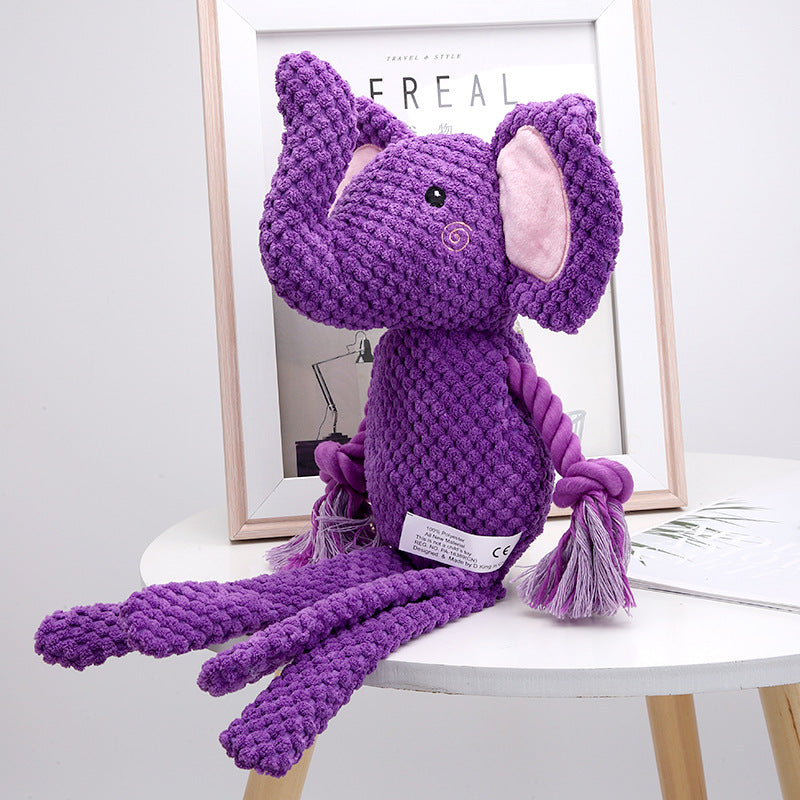 Plush Elephant Dog Toy Soft Squeaky Interactive 3