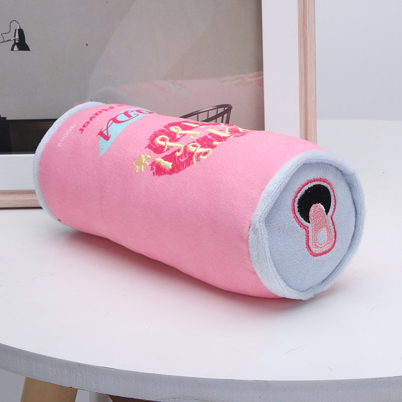 Plush Dog Toy Soda Can Shape Soft Durable 8x20cm 2