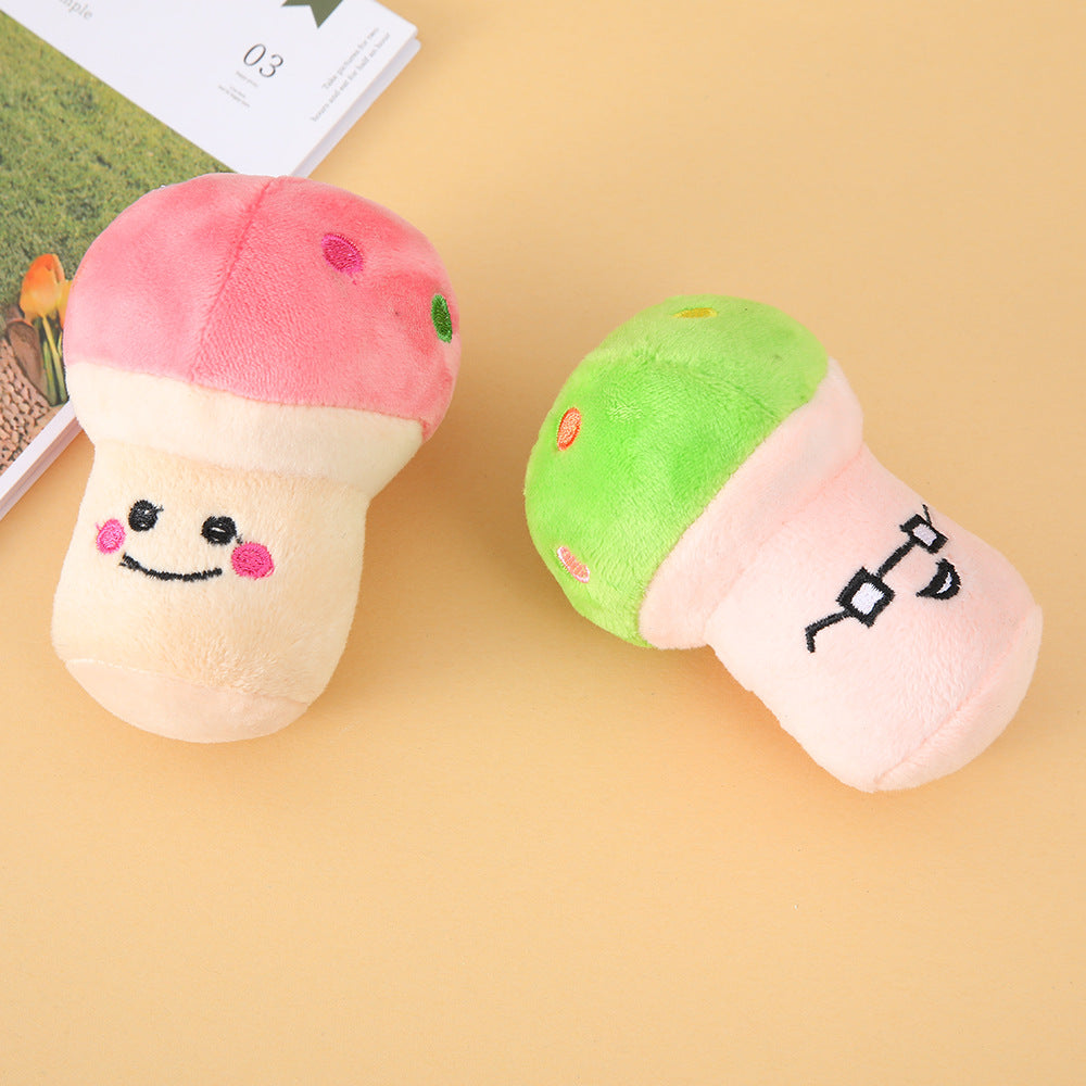 Plush Mushroom Dog Toy Soft Squeaky Interactive 10x5cm 2