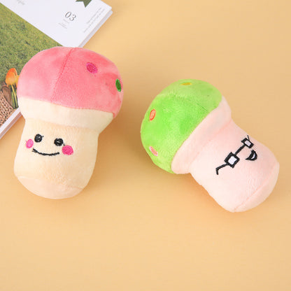 Plush Mushroom Dog Toy Soft Squeaky Interactive 10x5cm 2