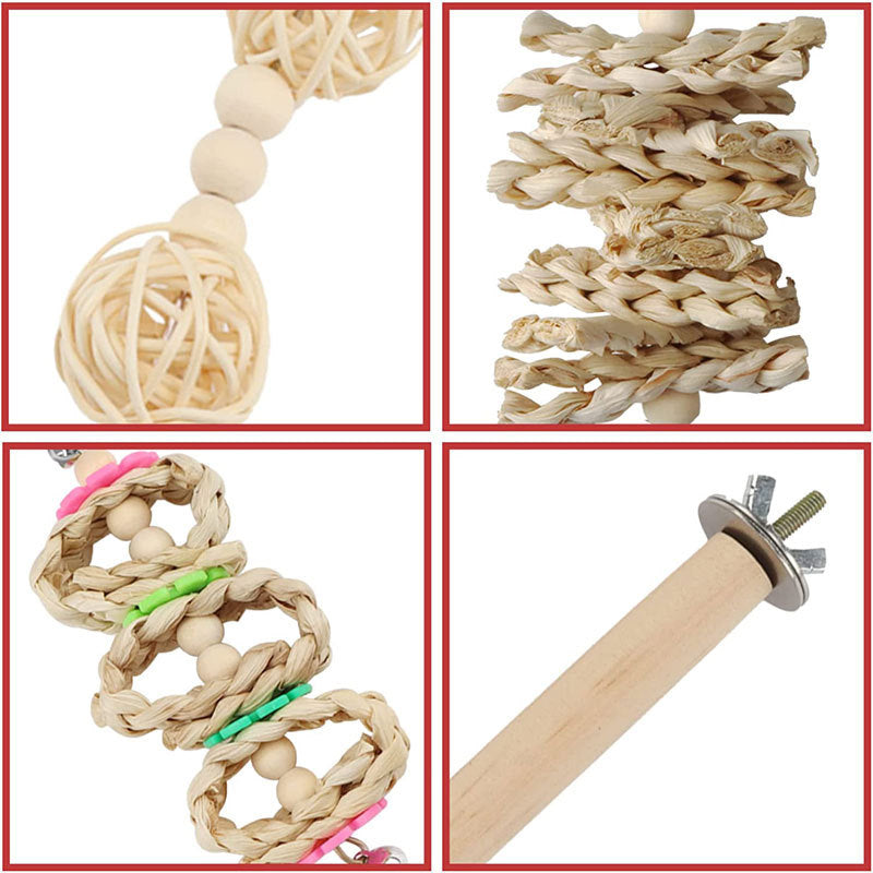 Wooden Parrot Chew Toy Stand Rod Autumn 13 Pack 3