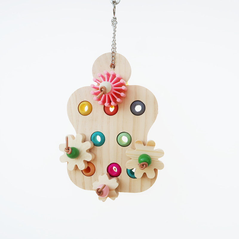 Wooden Parrot Educational Toy Hanging Cage Accessory 12x19cm 5