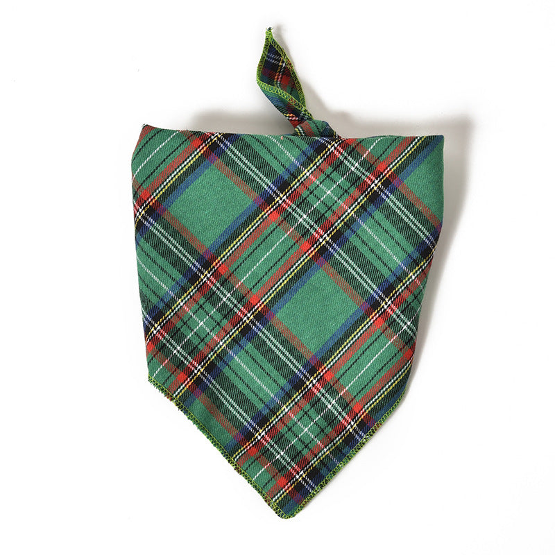 Plaid Cotton Dog Bandana Adjustable Triangle Scarf 12