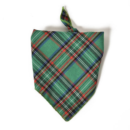 Plaid Cotton Dog Bandana Adjustable Triangle Scarf 12