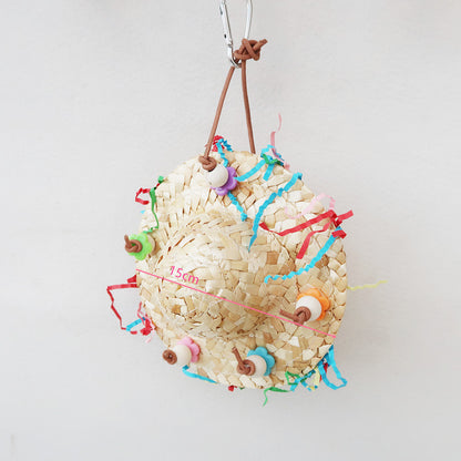 Woven Paper and Straw Parrot Chew Toy Hanging Cage Accessory 3