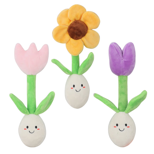 Plush Flower Dog Toy Soft Squeaky Interactive Toy