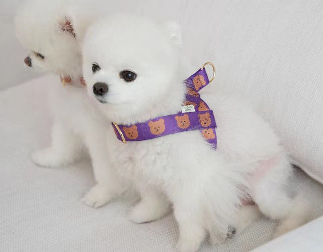 Nylon Dog Harness Adjustable Bear Pattern Lightweight 8
