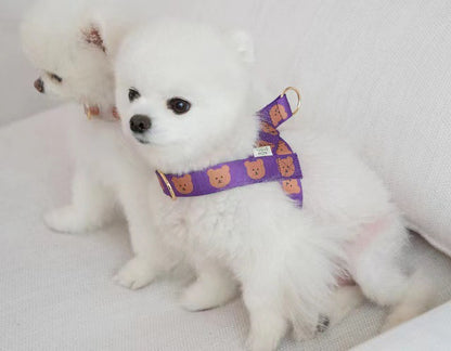 Nylon Dog Harness Adjustable Bear Pattern Lightweight 8