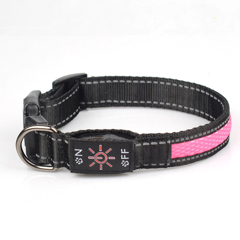 LED Light Up Nylon Mesh Dog Collar Adjustable 5