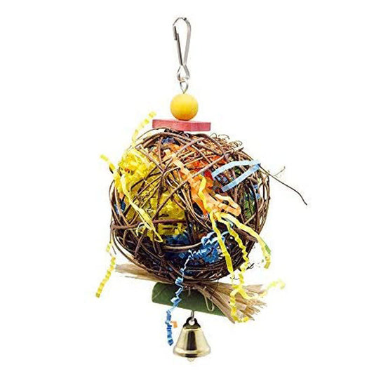 Rattan Parrot Chew Toy Hanging Pull Wire Grass Ball 10x20cm