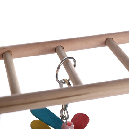 Wooden Parrot Ladder Swing Hanging Bird Cage Toy 22x8x28cm 3