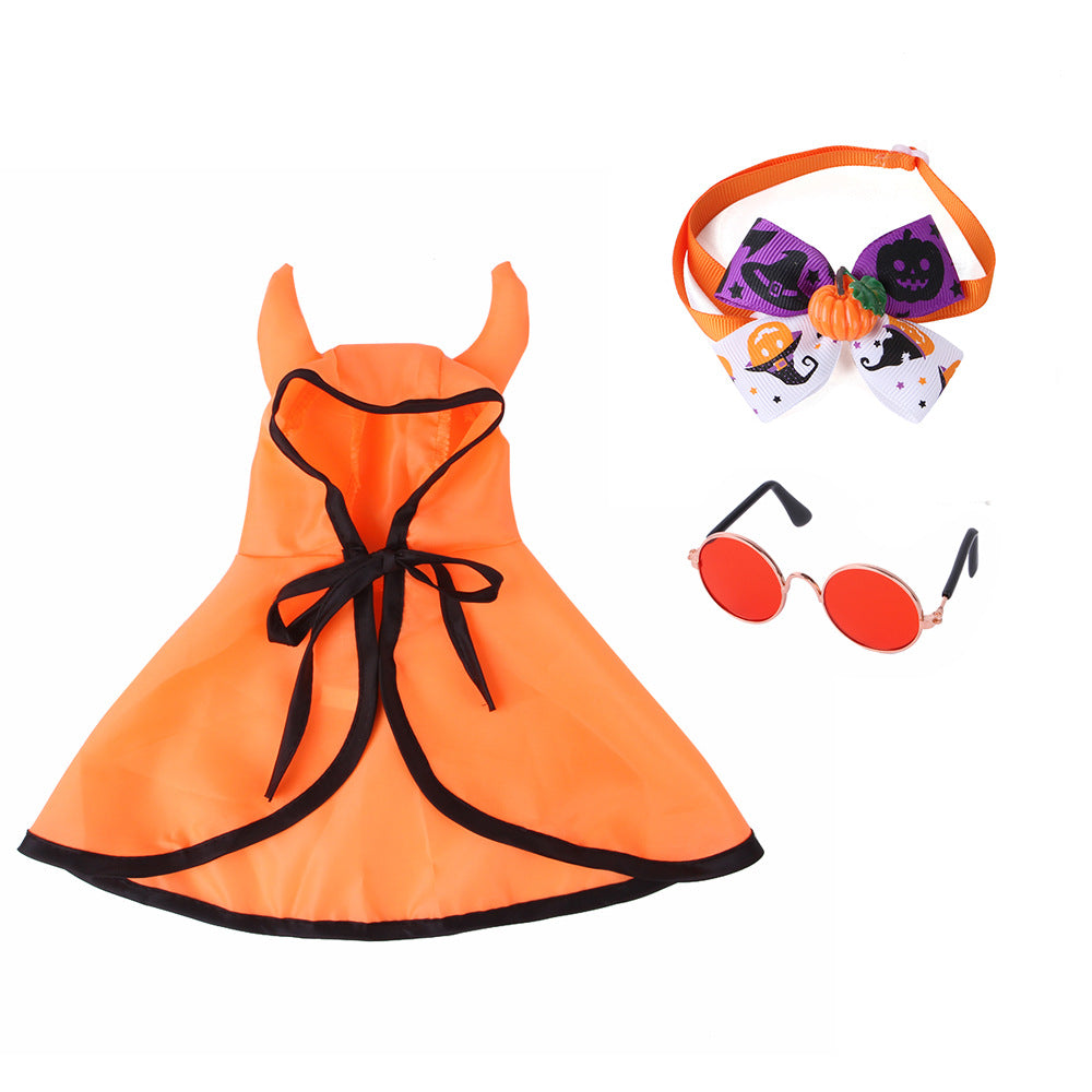 Halloween Dog Costume Horn Cloak Set Polyester Cotton 3 Pack 6
