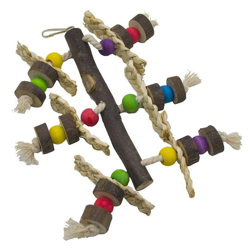 Wooden Parrot Chew Toy Set Hanging Natural Bird Cage Toys 7 Pack 2